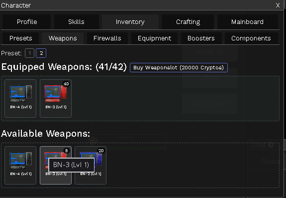 Expansión de ranuras de armas a 42 slots en Clickfight